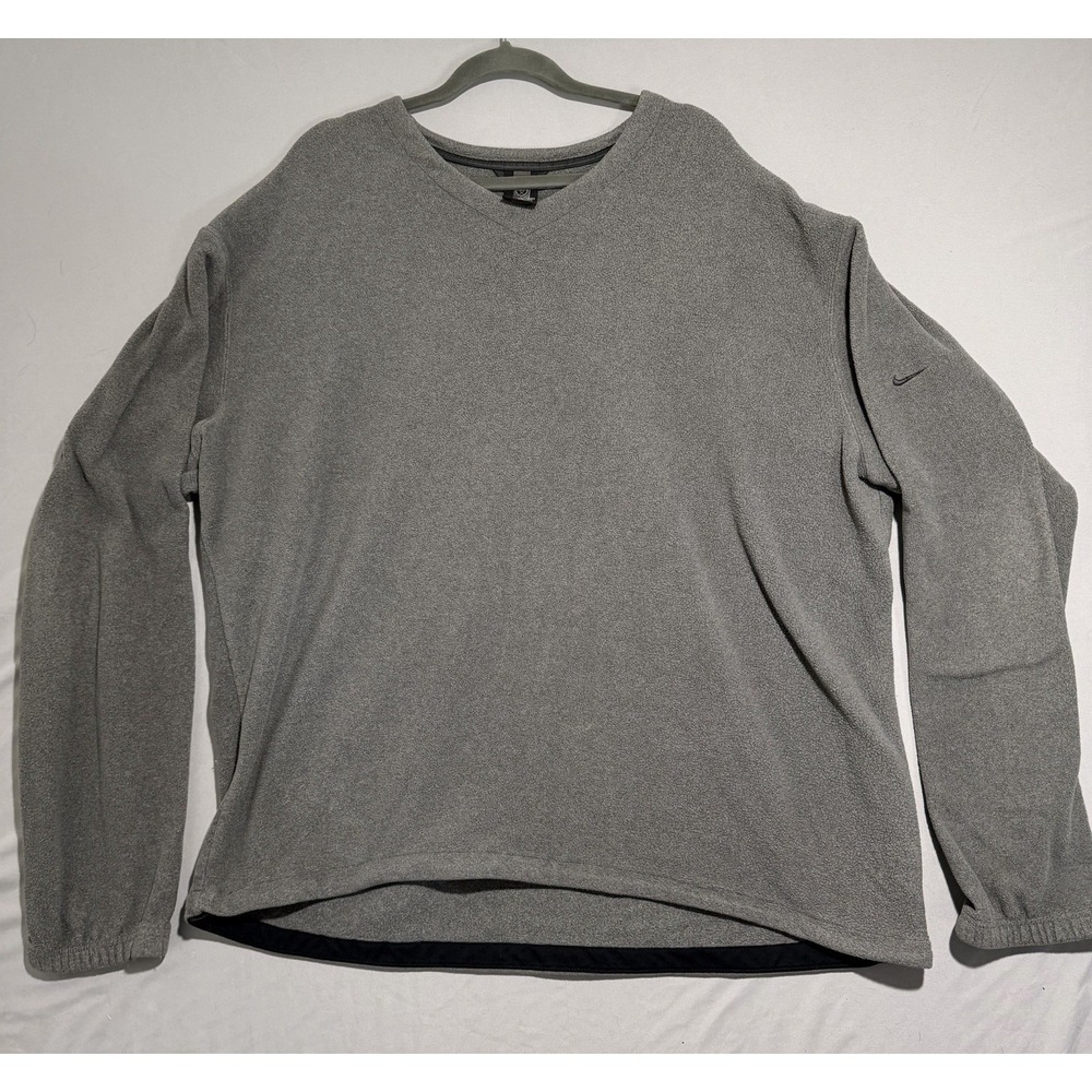 vintage nike golf therma-fit grey v-neck ls pullover sweater, men's xxl